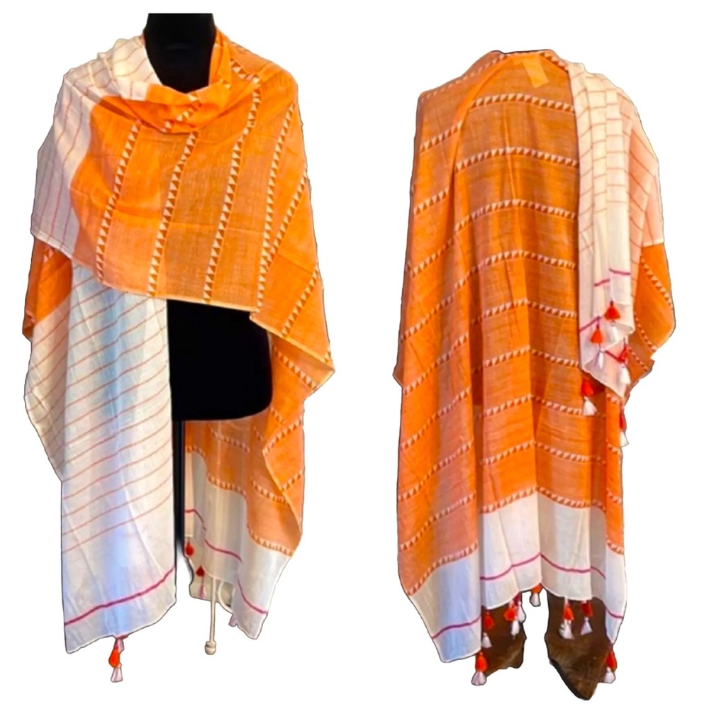Mer Sea 100% Cotton Tassel Wrap Shawl with Carry Bag Beach Boho Travel Hippie